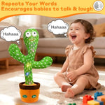 Interactive Baby Toys Dancing Talking Cactus Toy,Funny Gift For Infant 6-18 Months, Singing Musical Record Repeat What You Say Light Up Toy For Toddler 1 2 3 Year Old Boy Girl (Volume Adjustment)