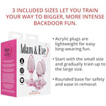 Glitter Gem Butt Plug Set, 3 Piece Acrylic Anal Trainer Kit, Small Medium Large Plugs For Beginners & Advanced, Lightweight With Sparkling Gem Base, Body Safe, Waterproof, Easy Clean, Pink