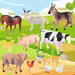 32Pcs Farm Playset For Toddlers 1-3 Plastic Animal Figures Toys Double Farm Tractor Toys For Kids 3-5 Storage Box Ideal Festivals Birthday Gift