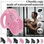 3D Printed Cock Cage With 4 Curved Snap Rings Small Honeycomb Chastity Devices For Men Sm Fetish Extreme Bondage Sex Toys For Men Trainer (Pink,Arc-Small)