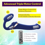 Multi-Orgasm Bendable Strap-On Dildo - 3 Motors Independently Controllable Adult Toy - G Spot Silicone Dildo Vibrator Clitoral Stimulator Toy - Soft Bendable Sexy Dildo (Blue - X-Large)