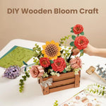 3D Wooden Bloom Box Puzzle, DIY Flower Bouquet Building Kit for Adults