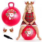 Hopper Ball For Kids 18In Sit On Bouncy Balls With Handle For Indoor Outdoor Active Play, Red Christmas Inflatable Boys Girls Gifts For 4 5 6 7 8 Years Old With Christmas Reindeer Ears