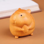 2 Pcs Cute Foodie Hamster Wooden Ornaments for Home & Office Decor