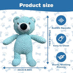 Double-Layer Durable Plush Bear Dog Toy With Squeaker + Crinkle Paper, Interactive & Chew-Resistant, Light Blue, Suitable For Puppies, Small, Medium & Large Dogs, Indoor & Outdoor Use