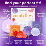 Comfyflow - Reusable Period Care Pack - Menstrual Cup and Discs with String, Ring, and Carrying Pouch - Comfort-Fit Design - Includes E-Book Guide - 5 Pack