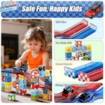 52 Pcs Magnetic Tiles Race Car Track Set With 2 Racing Trucks, Stem Educational Travel Magnetic Building Blocks For Kids Ages 3-8, Montessori Sensory Toys Gifts For Toddler, Boys & Girls