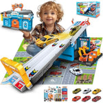 Race Tracks For Kids Ages 3-5, Racing Car Toys Set With Foldable 2 Layer Track And 6 Alloy Race Cars For Toddlers Boys, Best Birthday Xmas Gifts For Kids Age 3 4 5 6+ Years Old (Blue)