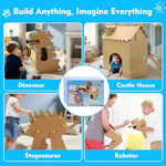 Cardboard Cutter For Kids - 122 Pcs Resuable Safe Cardboard Tools For Kids | Educational Building Toys For Family Classroom Activities | Christmas Birthday Gifts For 5 6 7 8 9 Years Old Boys Girls