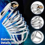 Stainless Steel Male Chastity Cage with Invisible Lock and 2 Keys for Men's Bondage Gear