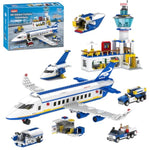 City Passenger Airplane Building Set, 886 Pcs Stem 6 In 1 Airport Passenger Plane Building Block Toy With Terminal, Shuttle Bus,Luggage Cart,Christmas Birthday Gifts For Boys Girls Ages 6-12+