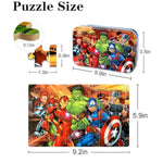 60 Piece Educational Puzzles For Kids Ages 4-8 Jigsaw Puzzle Games In Reusable Metal Box, Learning Toys With Extra Thick Safe Pieces For Boys & Girls