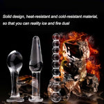 3 Pieces Crystal Glass Anal Plug Set - Anal Trainer Hip Plugs, Anus Dilators Expander Prostate Massage Masturbation Sex Slave Abuse Anal Sex Toys For Men Women Couples