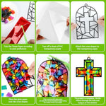 32 Set Christian Cross Suncatcher Craft Kit, DIY VBS Stained Glass Window Art