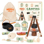 Kids Camping Toys Set - Pretend Play Camping Set With Food Toy, Spray Stove, Oil Lantern, Binoculars, Compass, Tableware, Watch & Storage Bag, Birthday For Ages 3+