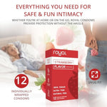 Royal Strawberry Flavored Tailored Fit Ultra-Thin Natural Latex Condoms - Premium Lubricated - Strong, Non-Toxic Latex - Organic, Vegan, Slim, Snug Fit - Safe & Durable Male Contraceptives – 12 Count