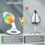 3Pcs Anal Plug Set, Luxury Jeweled Butt Plug With Crystal Ball, Liquid Silicone, G-Spot & Prostate Stimulation, O-Base For Safety, Perfect For Men, Women, And Couples