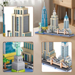 New York Skyline Micro Mini Blocks Building Set, The Statue Of Liberty,Empire State Architecture Building, Brooklyn Bridge, Gift For Kids And Adults (3262 Pieces)