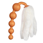 Anal Beads With 5 Removable Foxtails Liquid Silicone Butt Plug Sex Toy Anal Stimulator For Men Women Couples Cosplay Erotic Sm Sex Games (L)