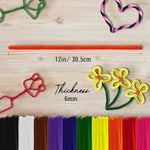 1000 Pcs Multicolor Pipe Cleaners, 10 Colors, 6mm x 12 Inch Chenille Stems