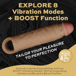 Model F Vibrating Penis Sleeve With Remote Control - Innovative Cock Sleeve Design, 8 Vibration Modes, Silicone Girth Enhancer - Perfect Adult Sex Toys For Pleasure - Sex Toy For Adults
