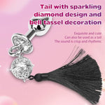 Hollowed-Out Sex Toy Flower Bell Anal Plug Erotic Products Binding And Adjusting Tassels Bell Metal Anal Plug(Black)