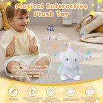 Happy Birthday Interactive Elephant, Musical Birthday Stuffed Animal Recording Mimicking Toy, Clapping Activates Singing Dancing Shaking, Cute Elephant Plush Gifts For Kids Girls Boys