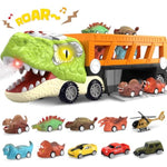 11 In 1 Dinosaur Toys, Dinosaur Toys For Kids 3-5, Dinosaur Truck With 10 Pull Back Cars, Toddler Boy Toys Age 3 4 5, Boy Birthday Gifts With Sounds & Lights & Spray