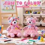 2 Pcs 14 Inch Coloring Bear Plush Toys with Washable Markers, Paintable Stuffed Animal Kit