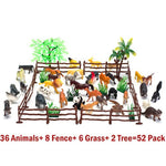 Animal Figurines Toys, 52 Pcs Small Mini Realistic Safari Zoo Plastic Animals Figures Learning Educational Toy Set For Kids Toddlers Jungle Wild Forest Animals Playset Cupcake Topper