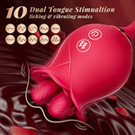 Sex Toys Thrusting Dildo Vibrator - 3In1 Dual Tongue Rose Adult Toys Vibrators With 10 Licking & 10 Thrust, Clitoral Nipple Anal G Spot Vibrator Sex Stimulator For Women Couples Adult Sex Toys & Games