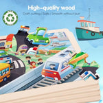 Jigsaw Puzzles Wooden Puzzles For Kids Ages 4-6 Preschool Educational Toddlers Toys Construction Vehicle Puzzle Fire Truck Urban Transportation Sanitation Truck Gifts For 3 4 5 6 Year Old Boys Girls