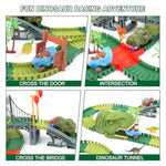 Dinosaur Track Toys For Kids - Best Birthday Gifts For 3 4 5 6 7 Year Old Boys, Flexible Race Car Track Set With Light & Sound, Create A Dino World Adventure