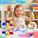 8 Color Washable Finger Paint Set for Kids, 8 oz Non-Toxic Large Bottles