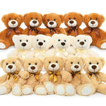 14 Piece Teddy Bears Bulk Baby Shower,14 Inch Cute Teddy Bear Stuffed Animals Plush,Small Stuffed Bears,Centerpiece Decoration,Brown,White,Dark Brown