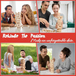 54 Pcs Wooden Tumbling Tower Drinking Game, Block Stacking Game For Couples, Adult Date Night Blocks Best Gift For Couples- Ages 21+