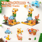 Marble Runs For Kids 4-8,Marble Run For Kids Ages 3-5 With Dinosaur Building Blocks, Montessori Learning Stem Building Toys With 4 Marble Track Compatible With Major Brands 10.04*10.04*10.63