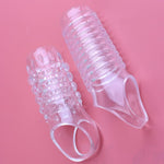New Soft Realistic Sleeve Extender Sheath For Men Reusable Male Enhancement Extension Sleeve (Transparent-2Pcs)