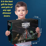 Large Volcano Set With 9 Realistic Dinosaur Action Figures For Kids 2 3 4 5 6 8 10 Years, Simulated Volcanic Eruptions W/Sounds, Volcano Can Store Dinos, Gift For Toddlers Boys & Girls