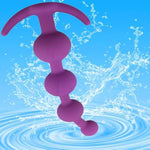 Silicone Anal Beads Butt Plug-Flexible Anal Chain Sex Toys With Different Size Anal Balls Prostate Massage Anal Plug,Anal Beads With Thin Neck & 4 Gradual Beads & T-Bar Base For Men Women