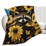 Raccoon Blanket Cute Raccoon Lover Floral Animal Throw Blankets Gifts For Girls Boys Kids Soft Cozy Fleece Plush For Couch Sofa Bed 50"X40"