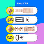4Pcs Wooden And Metal Puzzles Gift For Kids And Adult Educational Toys Office Toys 3D Unlock Interlock Assorted Brain Teasers Puzzles