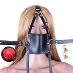 Panel Mouth Gag Harness Gag - Panel Gag With Silicone Solid Ball Gag Lockable Leather Head Harness Bondage Gag Bdsm Kit (Padlock 2 Pieces)