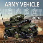 Sluban Military Vehicle Set Building Toy Army Car, Military Off-Road Vehicle Model, with 4 Soldier Minifigures, Gifts for Boys Aged 6-12 Kids Girls (m8002) 1