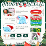 96 Pcs Christmas Mini Stuffed Animals Gifts Bulk 48 Christmas Plush Set With 48 Xmas Silicone Bracelets Small Plush Keychains Classroom Exchange Gift Toys For Friend Preschool Stocking Fillers