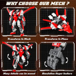 2 In 1 Transforming Mech Robot Building Sets, Mecha Robot City Toy Converts To Fighter Jet, For Adults Kids Boys Ages 6+(Red)