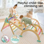 Pikler Triangle Set,7-In-1 Foldable Montessori Toddler Climbing Toys Indoor, Wooden Playground Jungle Gym For Kids, Climber Gift For Boys & Girls Toddler Climbing Toys (Rainbow)