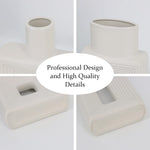 White Ceramic Vase Set of 2,Square Vase Rustic Home Decor Minimalist Nordic Boho Style for Living Room, Shelf, Table, Bookshelf, Mantel and Entryway Decor Vases