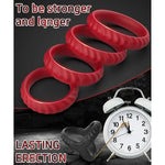 Penis Rings Set, 5 Different Sizes Silicone Cock Rings For Couple Sex Toys, Adult Sex Toys For Men - Red
