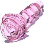 Glass Anal Beads Butt Plug Prostate Massager With Long Neck, Rose Round Base And 4 Gradual Beads Fetish Bum Plug Anal Dilator Masturbation Sex Toy For Women Men, 5.59 X 1.14 Inch Pink